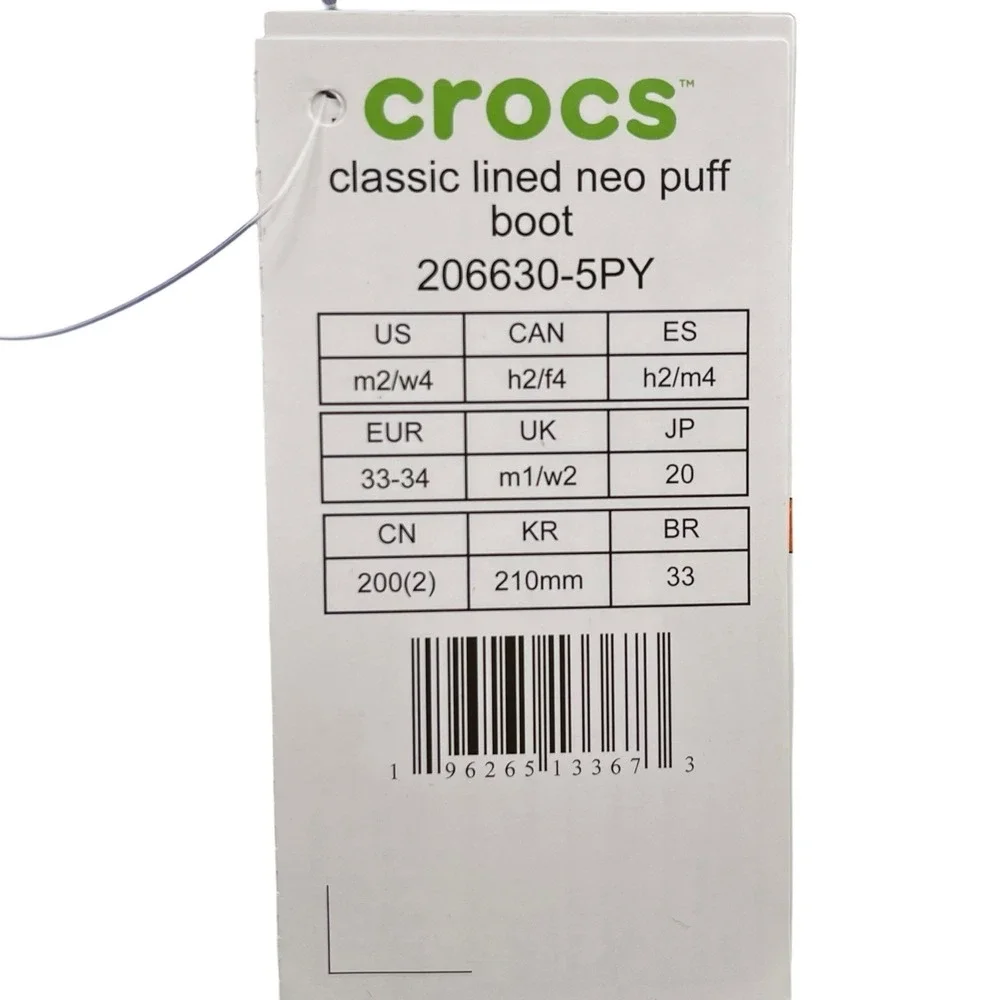Crocs Classic Youth Girls Lined Neo Puff‎ Boots Size 2 Digital Violet Faux Fur